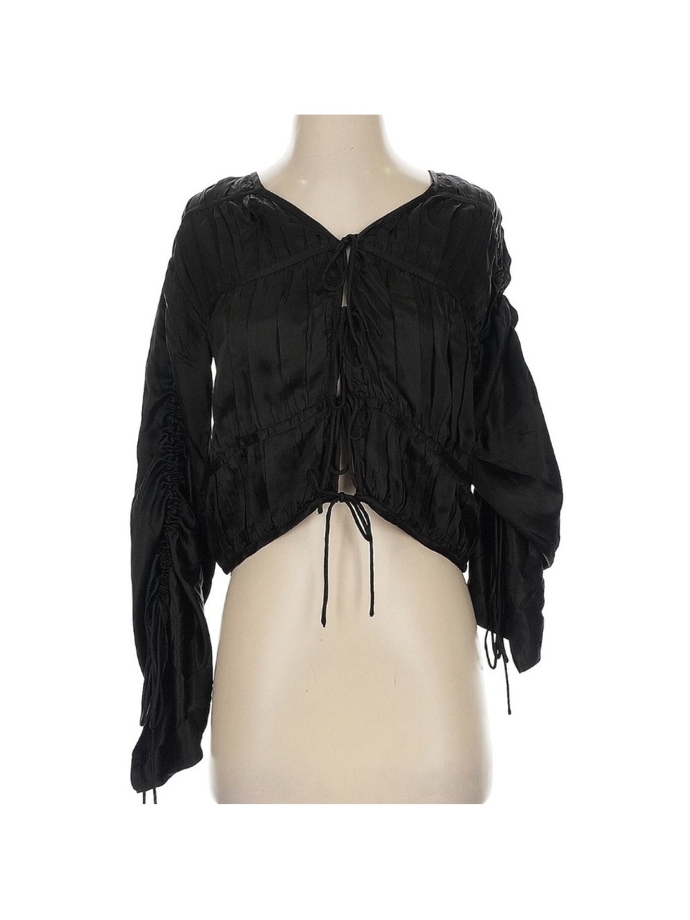 Laude the Label black tie front top or bedroom jacket